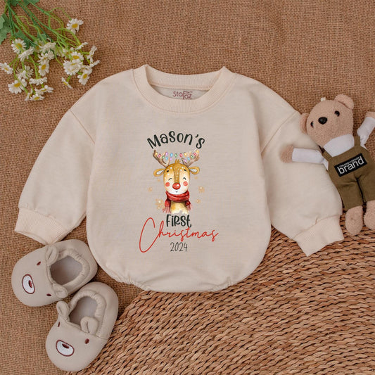 Baby's 1st Christmas Romper: Personalized Holiday Bodysuit Gift  