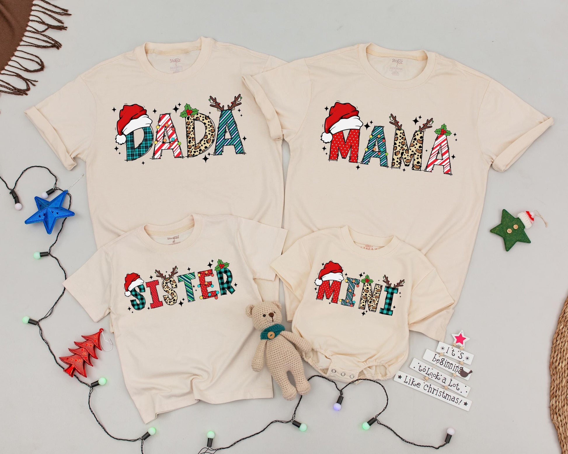 Personalized Vintage Christmas Shirts, Matching Family Holiday Outfits