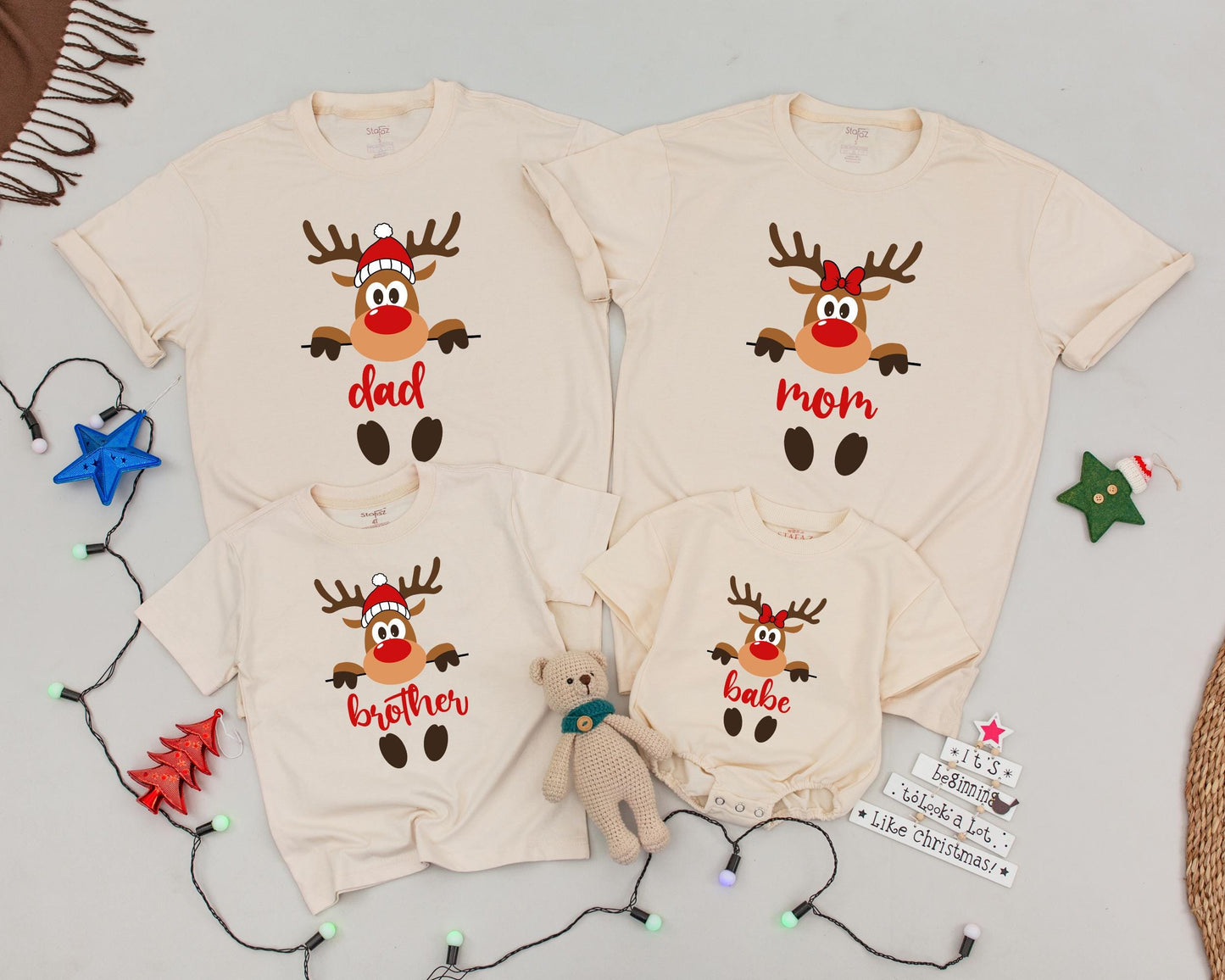 Personalized Vintage Reindeer Family Shirts - Custom Christmas Gift