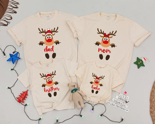 Personalized Vintage Reindeer Family Shirts - Custom Christmas Gift