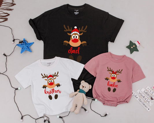 Personalized Vintage Reindeer Family Shirts - Custom Christmas Gift
