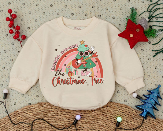 Vintage Christmas Tree Romper: First Christmas Baby Outfit Gift