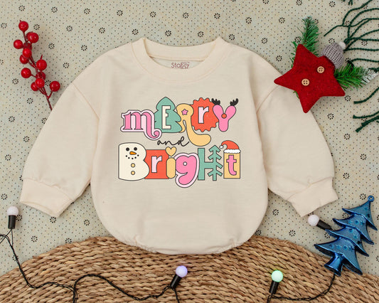 Vintage Merry & Bright Romper: Baby's First Christmas Outfit Gift