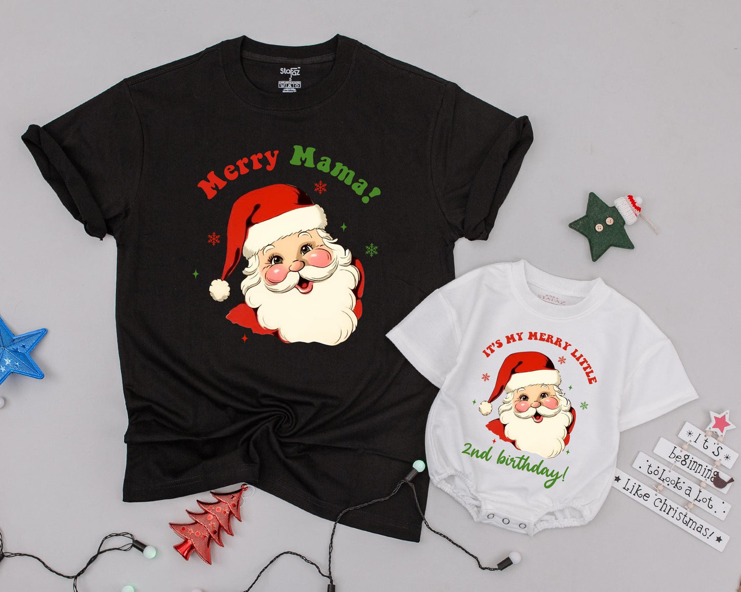 Retro Santa Christmas Shirts: Matching Family & Mommy and Me Outfits