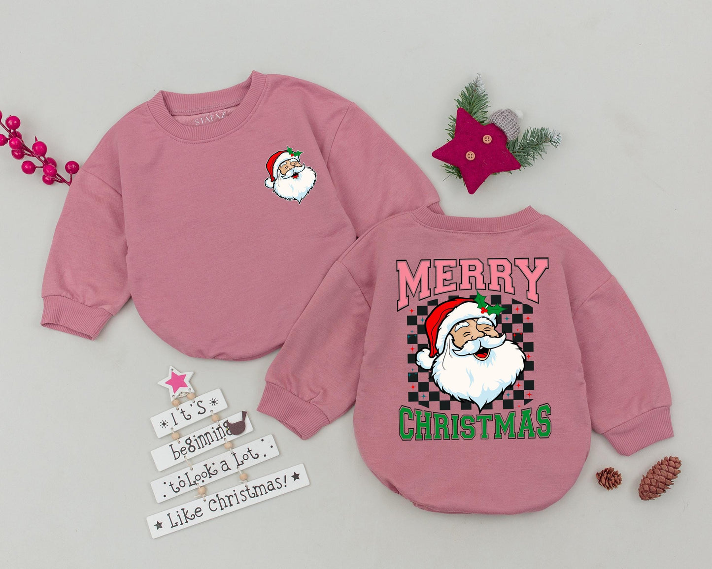 Retro Santa Bubble Romper – Baby's First Christmas Outfit & Gift