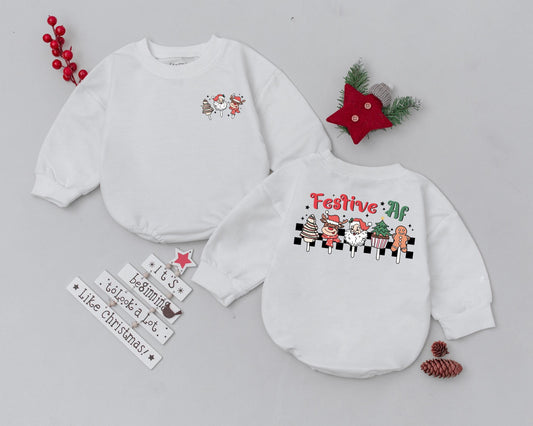 Retro Christmas Baby Romper: First Xmas Outfit & Newborn Shower Gift