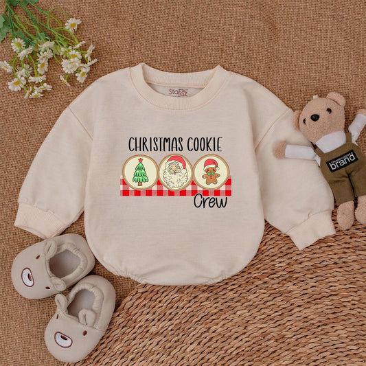Gingerbread Baby Christmas Romper, Retro Santa, Baby Shower Gift  