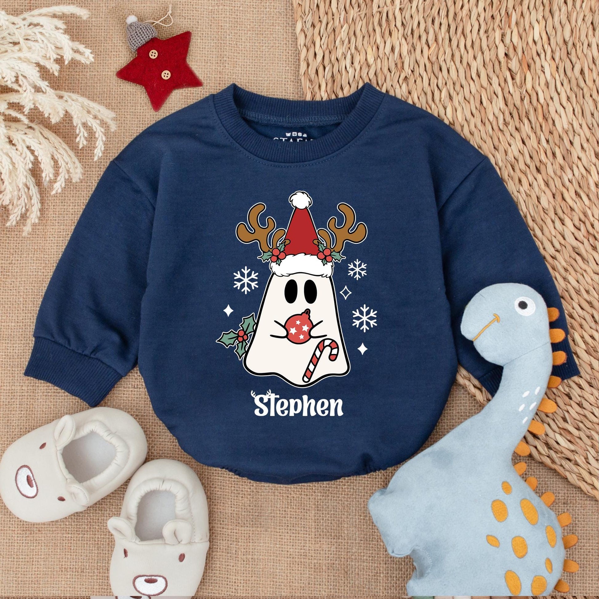 Reindeer Christmas Baby Romper: Cozy Newborn Holiday Outfit
