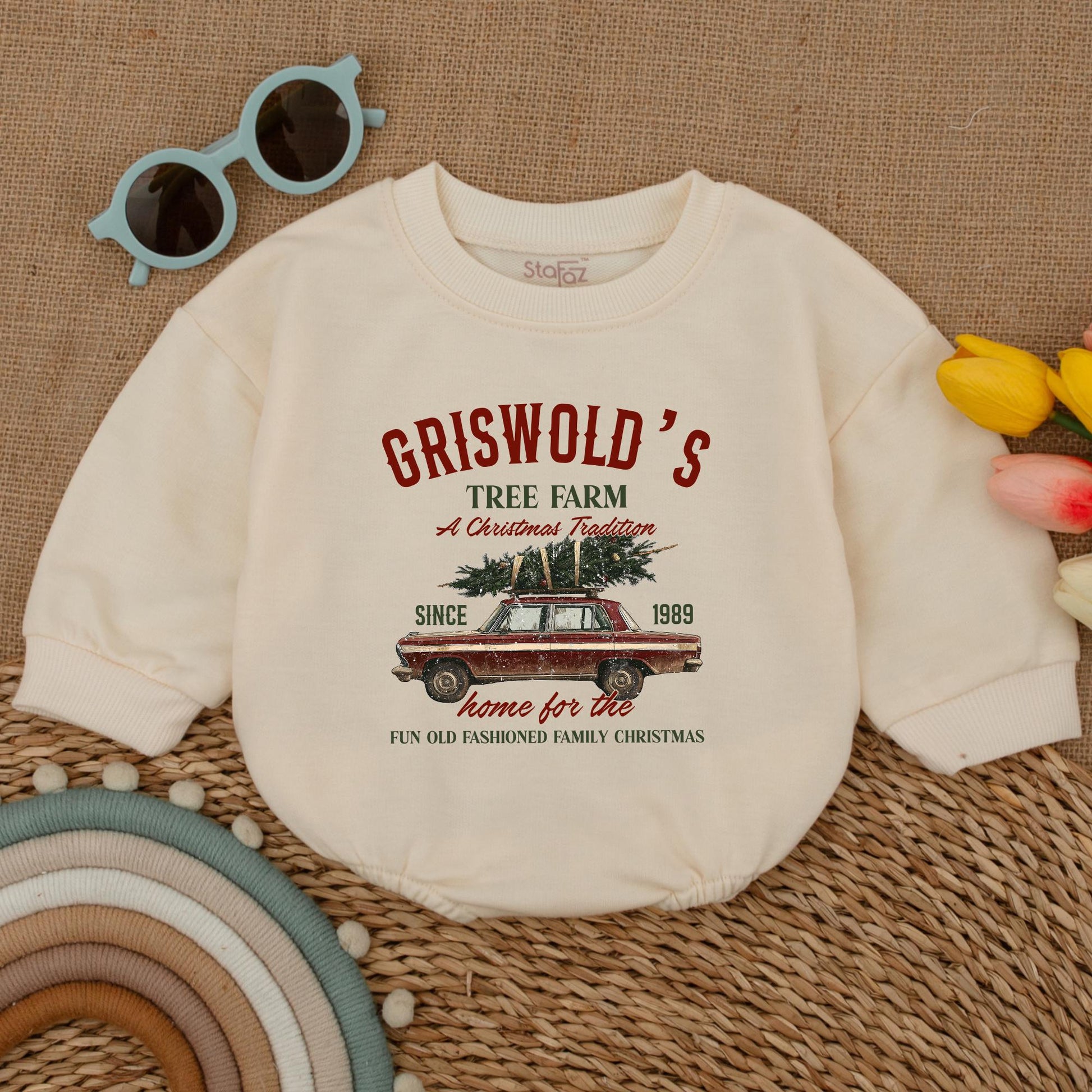 First Christmas Retro Baby Romper, Holiday Bodysuit for Newborns