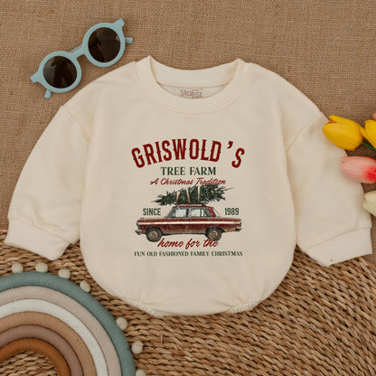 First Christmas Retro Baby Romper, Holiday Bodysuit for Newborns