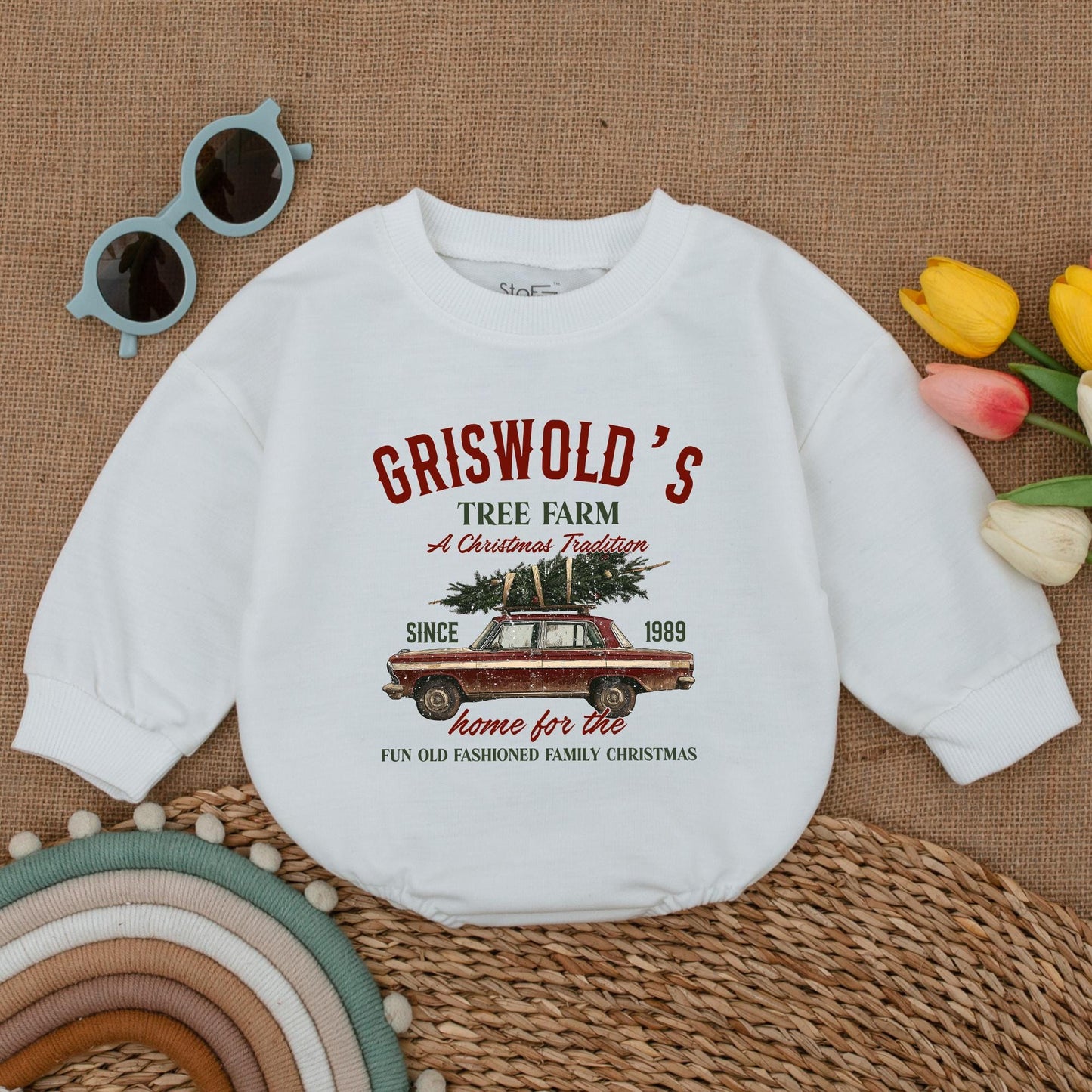 First Christmas Retro Baby Romper, Holiday Bodysuit for Newborns