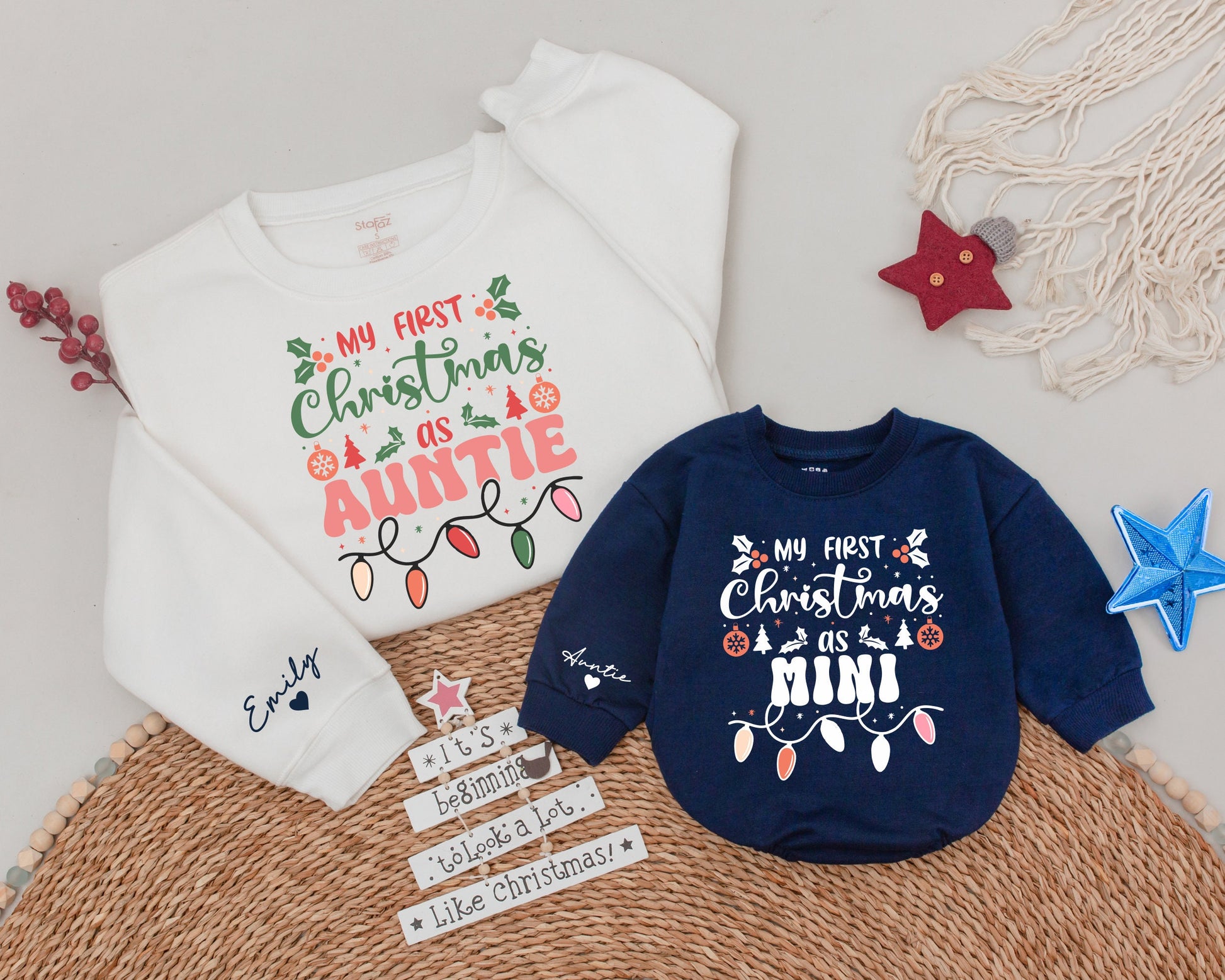 First Christmas Family Shirts: Custom Name Matching for Baby & Parents