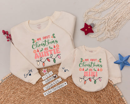 First Christmas Family Shirts: Custom Name Matching for Baby & Parents