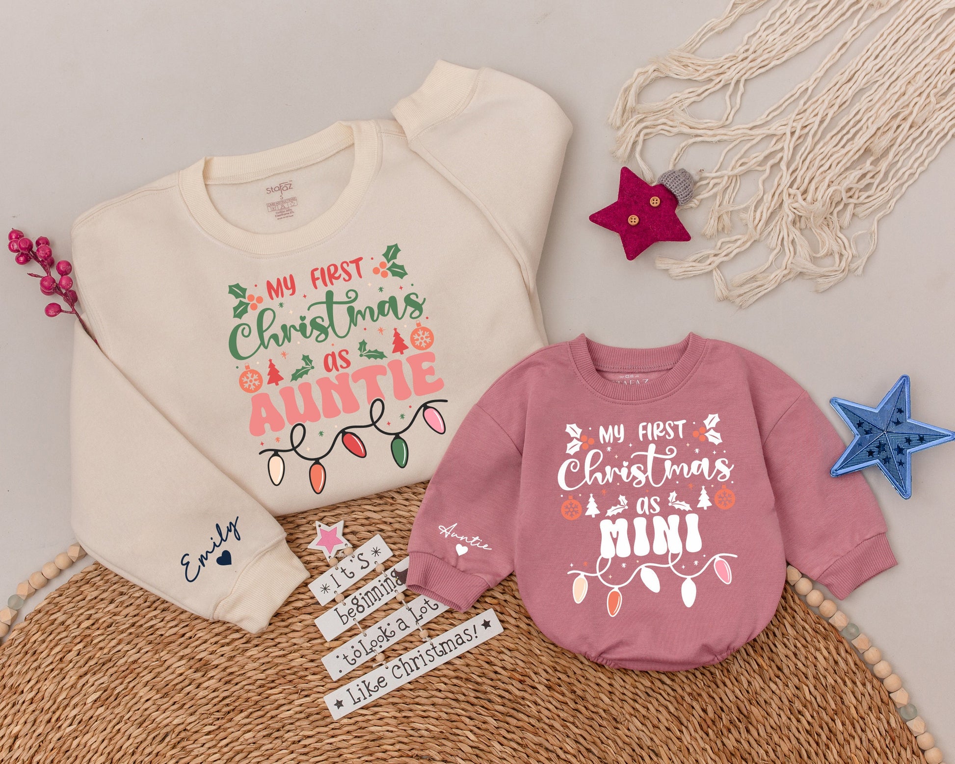 First Christmas Family Shirts: Custom Name Matching for Baby & Parents