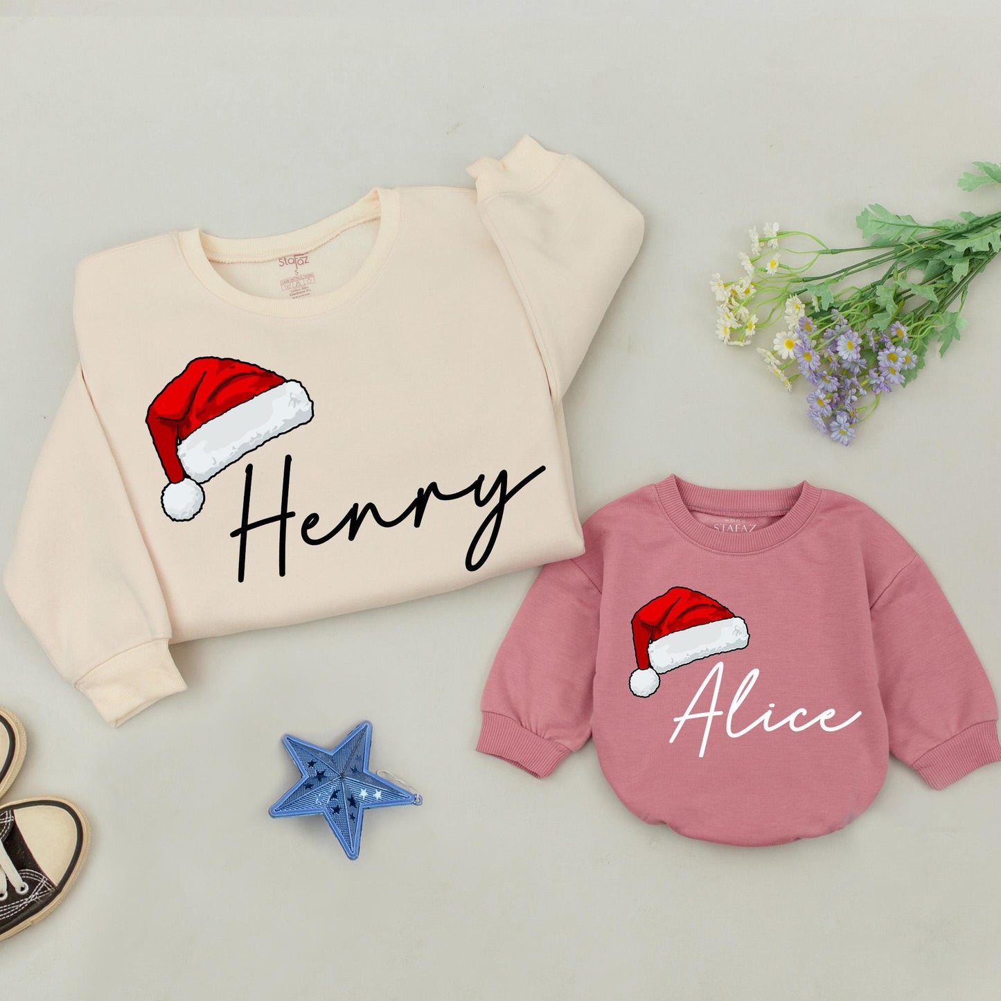 Matching Family Christmas Sweatshirts, Personalized Holiday Outfits