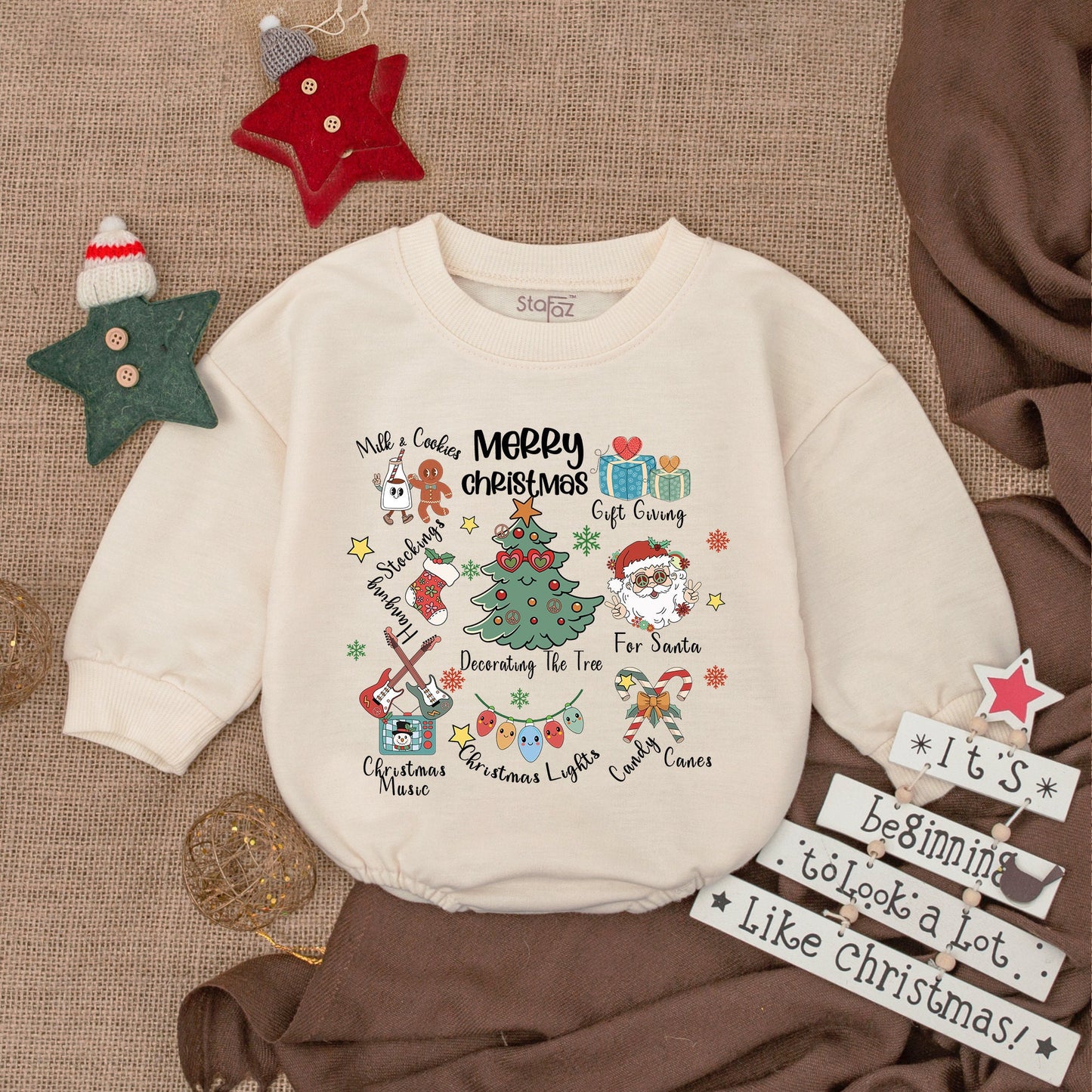 Santa Baby First Christmas Romper: Cozy Oversized Holiday Outfit