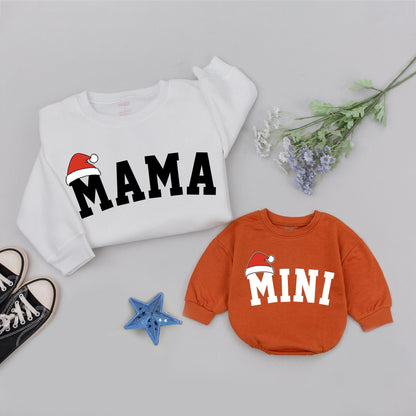 Matching Family Christmas Sweatshirts: Mama, Dada, and Mini Outfits