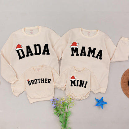 Matching Family Christmas Sweatshirts: Mama, Dada, and Mini Outfits