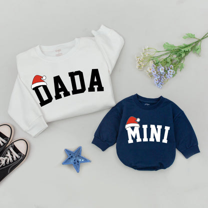 Matching Family Christmas Sweatshirts: Mama, Dada, and Mini Outfits