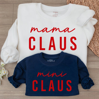 Matching Christmas Sweaters: Mama and Mini Claus Family Outfits