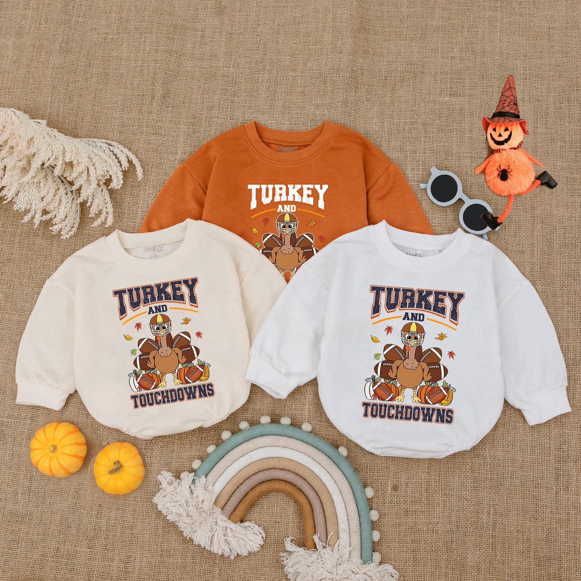 Touchdowns & Turkey Thanksgiving Romper | Fall Baby Outfit