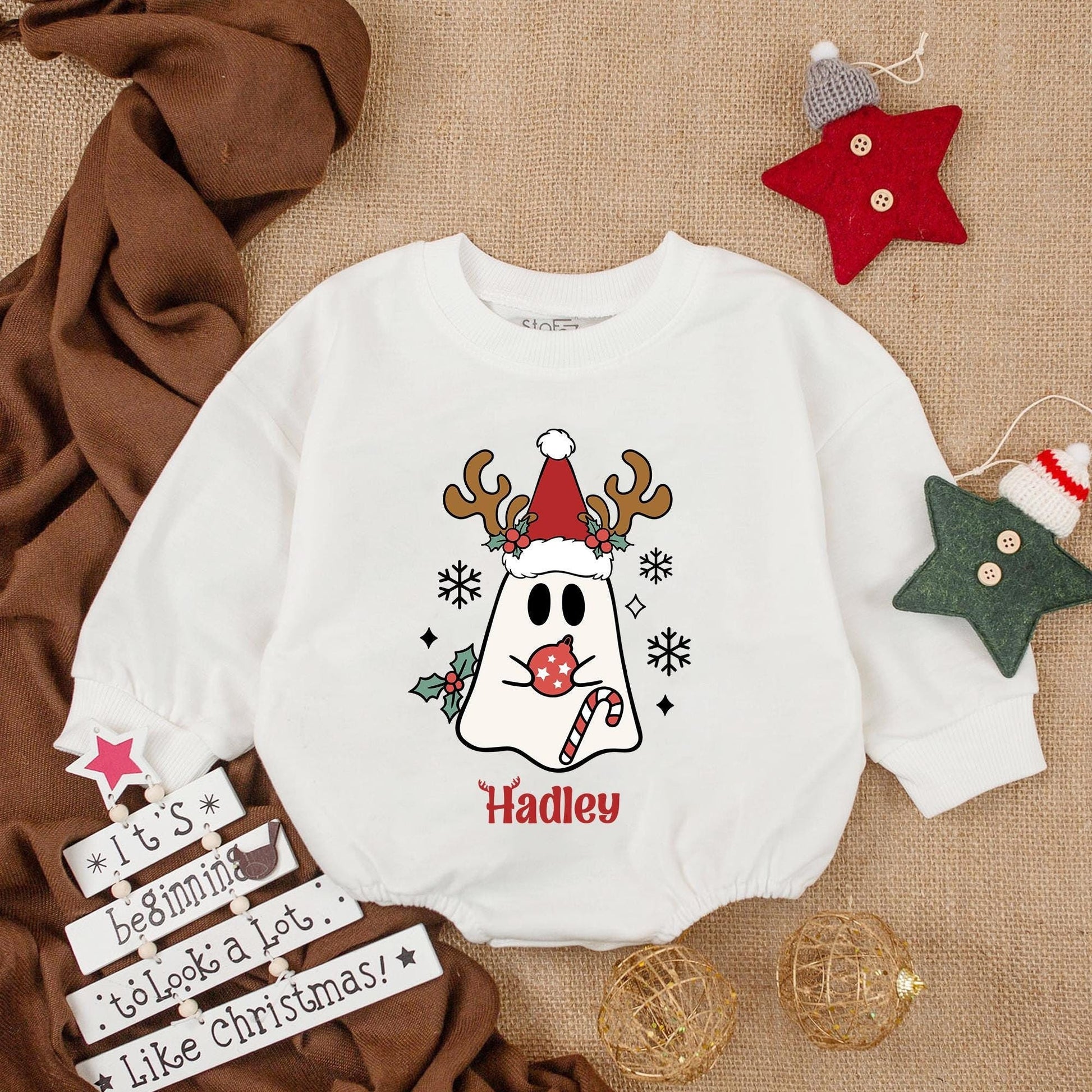 Reindeer Christmas Baby Romper: Cozy Newborn Holiday Outfit