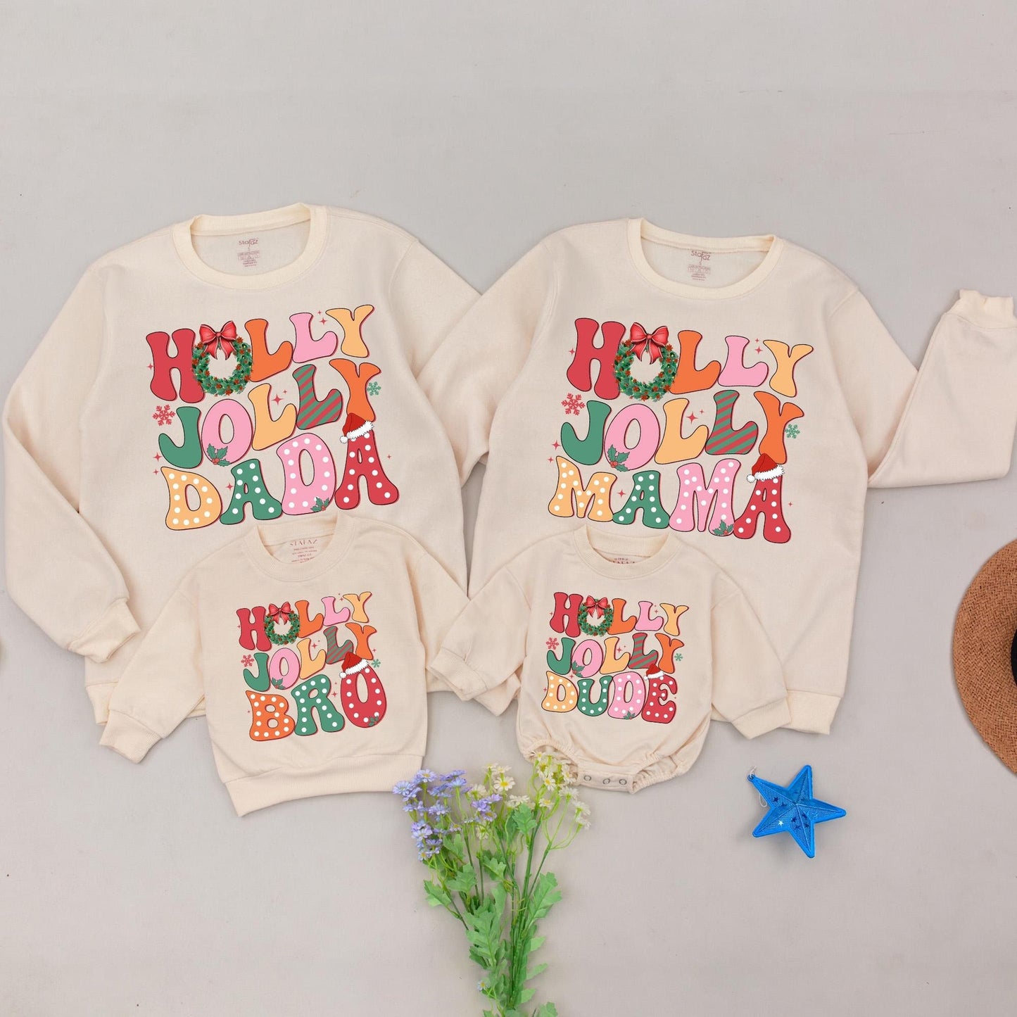 Festive Family Christmas Sweatshirts: Holly Jolly & Mommy and Me  