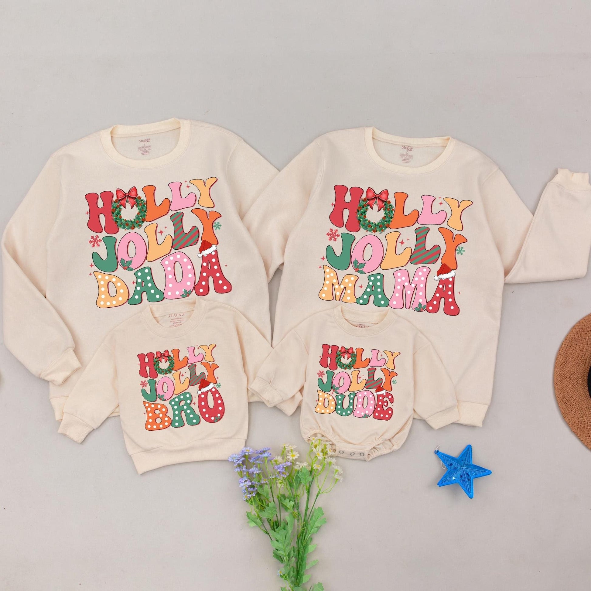 Festive Family Christmas Sweatshirts: Holly Jolly & Mommy and Me  