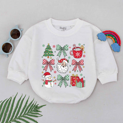 First Christmas Baby Romper - Santa Outfit for Newborn Girls