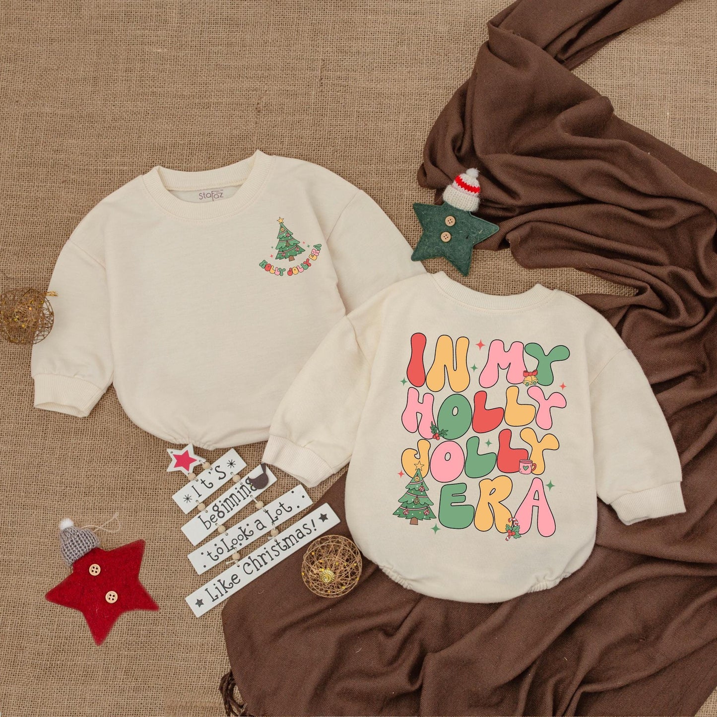 Festive Baby Christmas Romper and Sweatshirt Set for Newborns