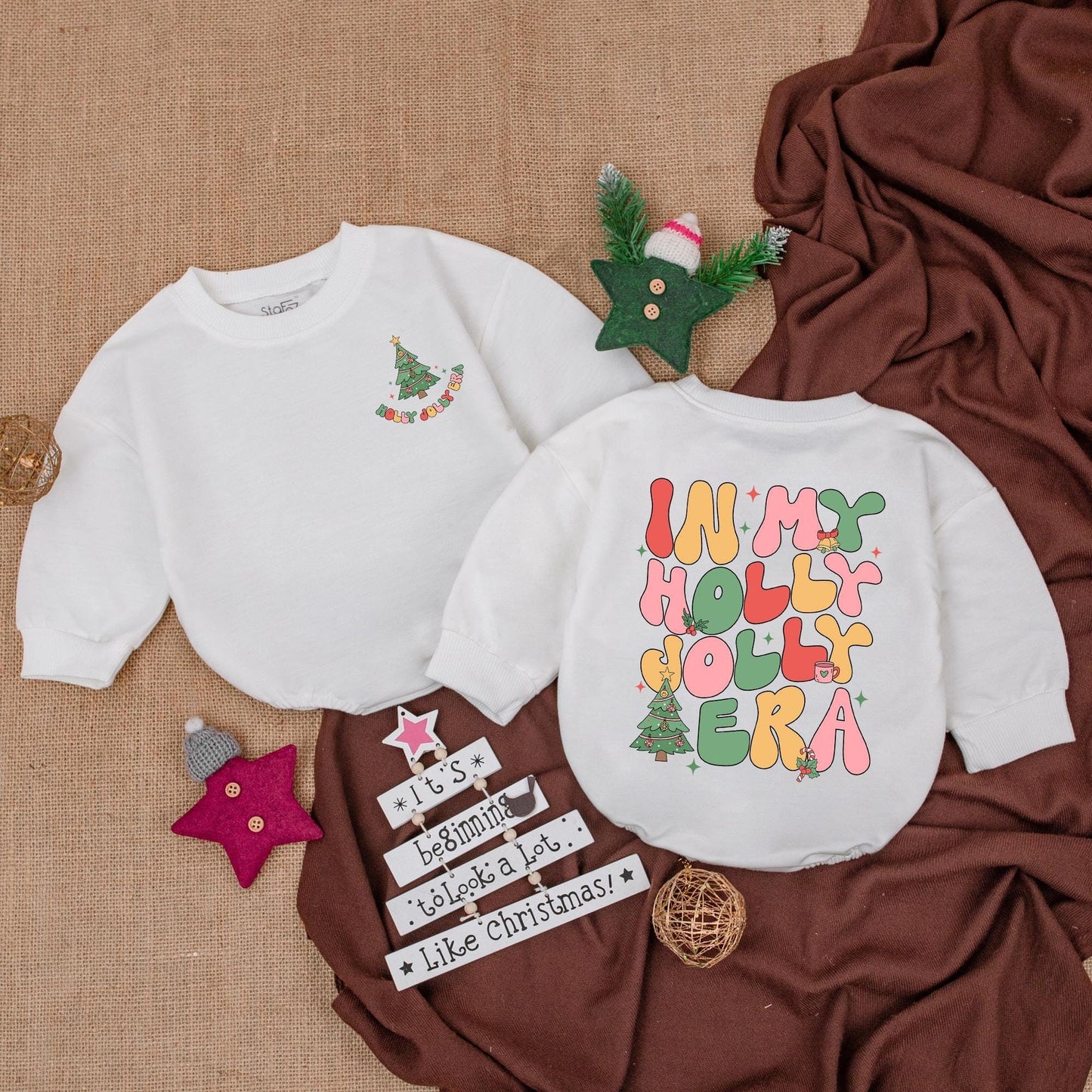Festive Baby Christmas Romper and Sweatshirt Set for Newborns