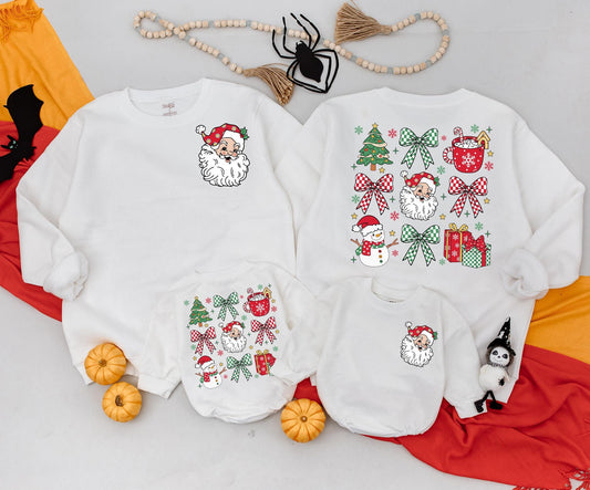 Retro Santa Christmas Sweatshirt Baby Toddler Outfit: Vintage Holiday Graphic, 2-Sided Design, Xmas Gift for Newborns, Cute Xmas Clothing