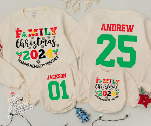 Matching Family Christmas 2024 Sweatshirts, Making Memories Together Vintage Holiday Design, Custom Names, Christmas Crew Outfits