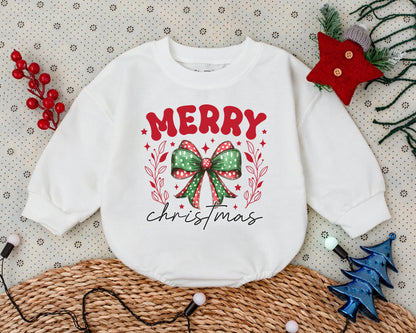 Vintage Merry Christmas Bubble Romper - First Christmas Outfit