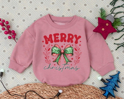 Vintage Merry Christmas Bubble Romper - First Christmas Outfit