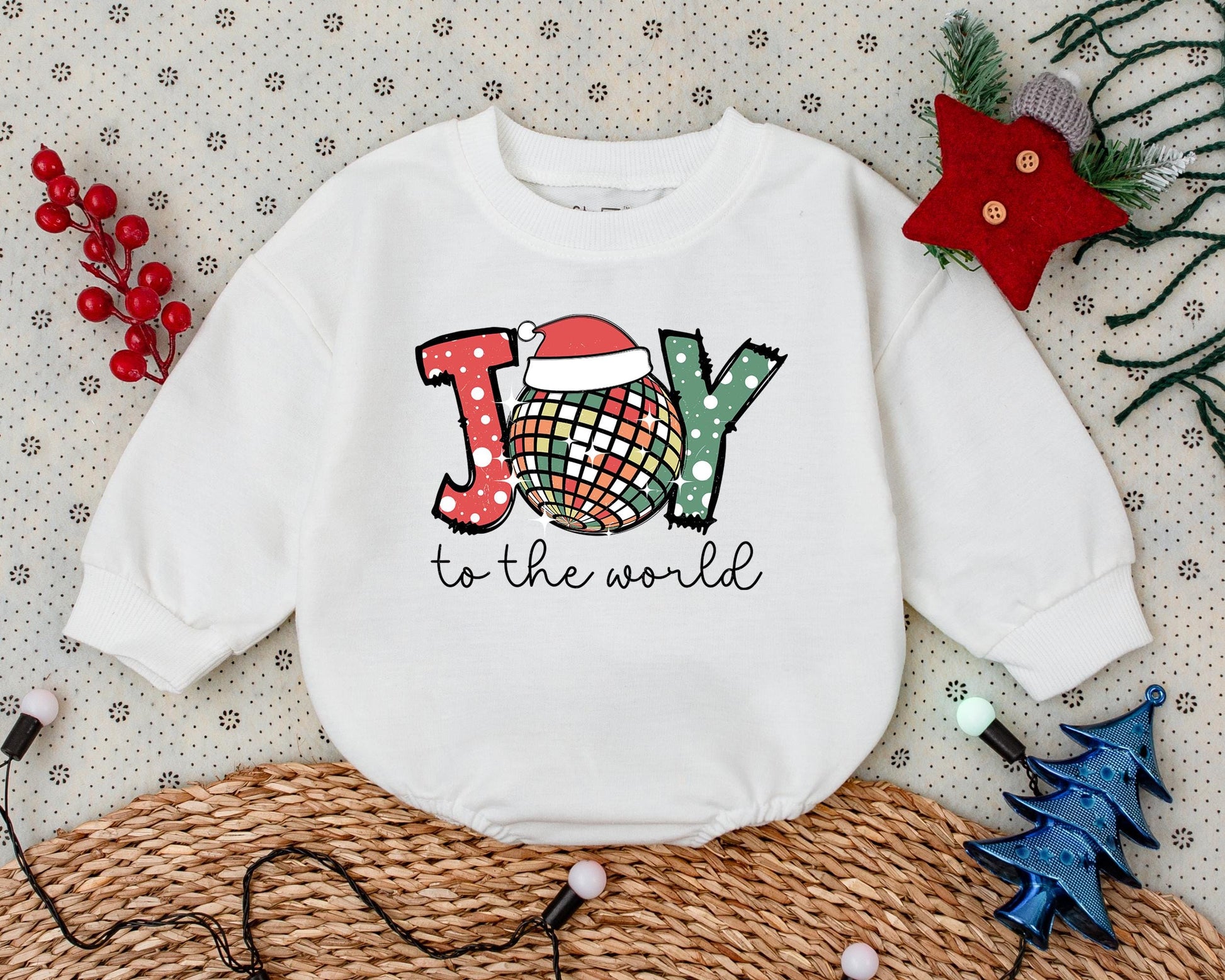 Joyful Christmas Romper: Vintage Toddler Sweatshirt & Baby Gift