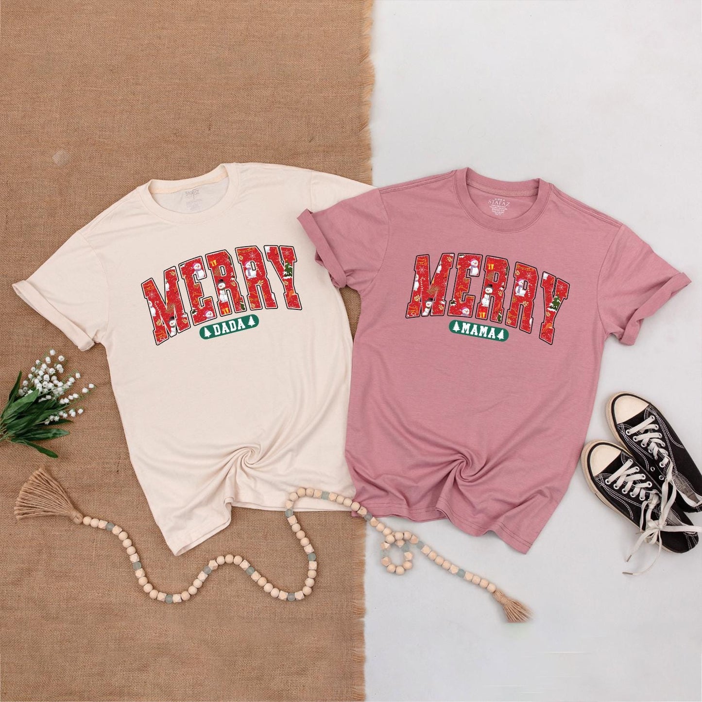 Festive Family T-Shirts: Merry Mom & Baby Holiday Gift Set  