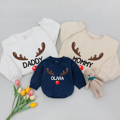 Family Christmas Outfits: Personalized Reindeer Shirts & Baby Gifts