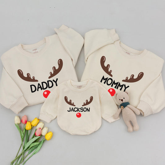 Family Christmas Outfits: Personalized Reindeer Shirts & Baby Gifts
