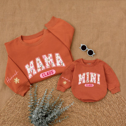 Mama and Mini Pink Christmas Sweatshirts | Family Matching Set