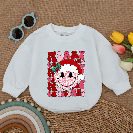 Vintage Smiley Face Christmas Baby Romper - First Christmas Outfit