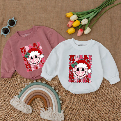 Vintage Smiley Face Christmas Baby Romper - First Christmas Outfit