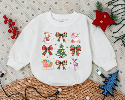 Retro Santa Christmas Romper, Infant Holiday Outfit, Shower Gift