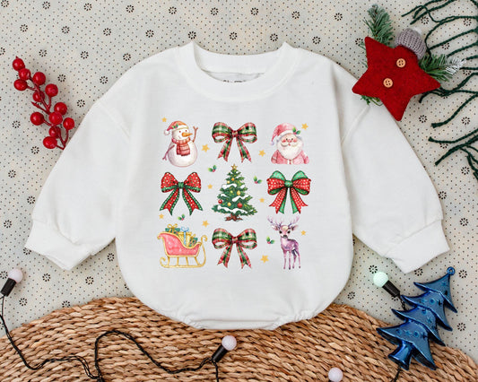 Retro Santa Christmas Romper, Infant Holiday Outfit, Shower Gift