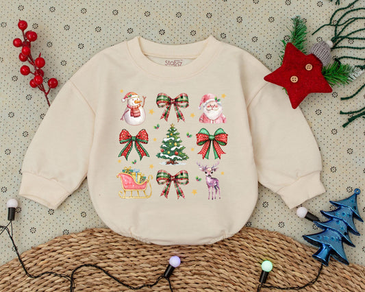 Retro Santa Christmas Romper, Infant Holiday Outfit, Shower Gift