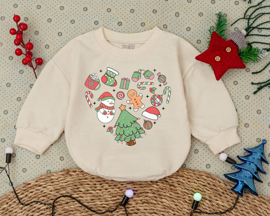 Adorable Vintage Christmas Romper for Baby's First Holiday Outfit  