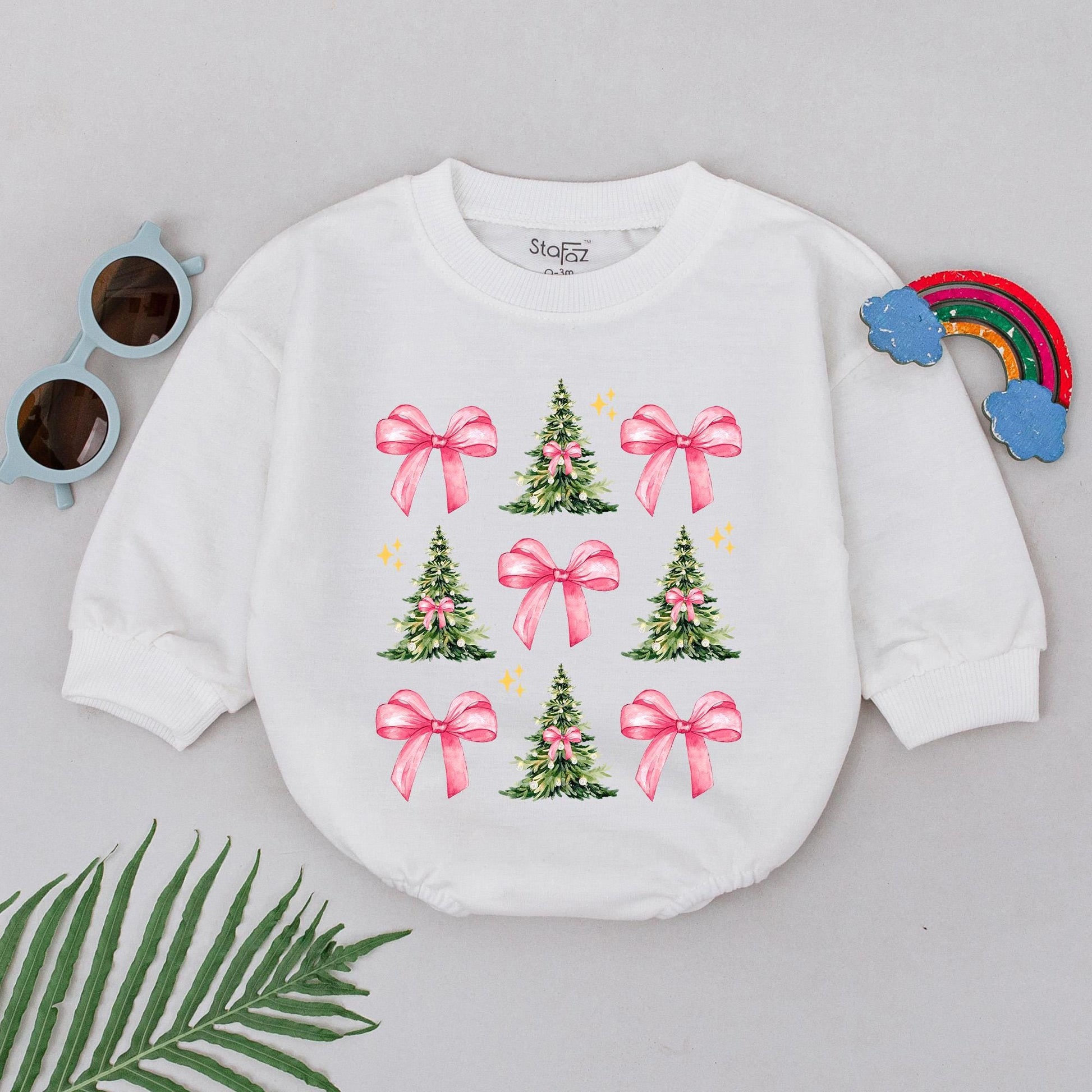 First Christmas Bow Romper | Newborn Xmas Outfit & Shower Gift