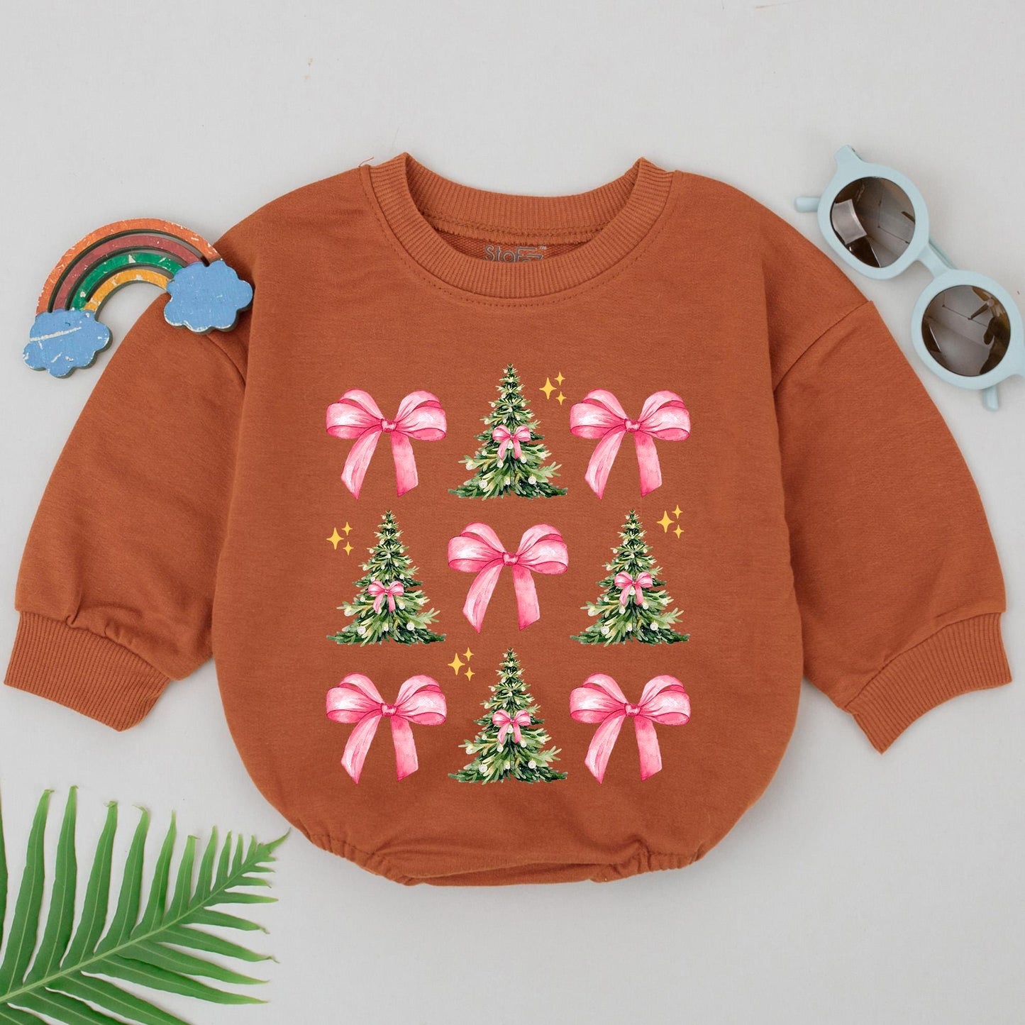First Christmas Bow Romper | Newborn Xmas Outfit & Shower Gift
