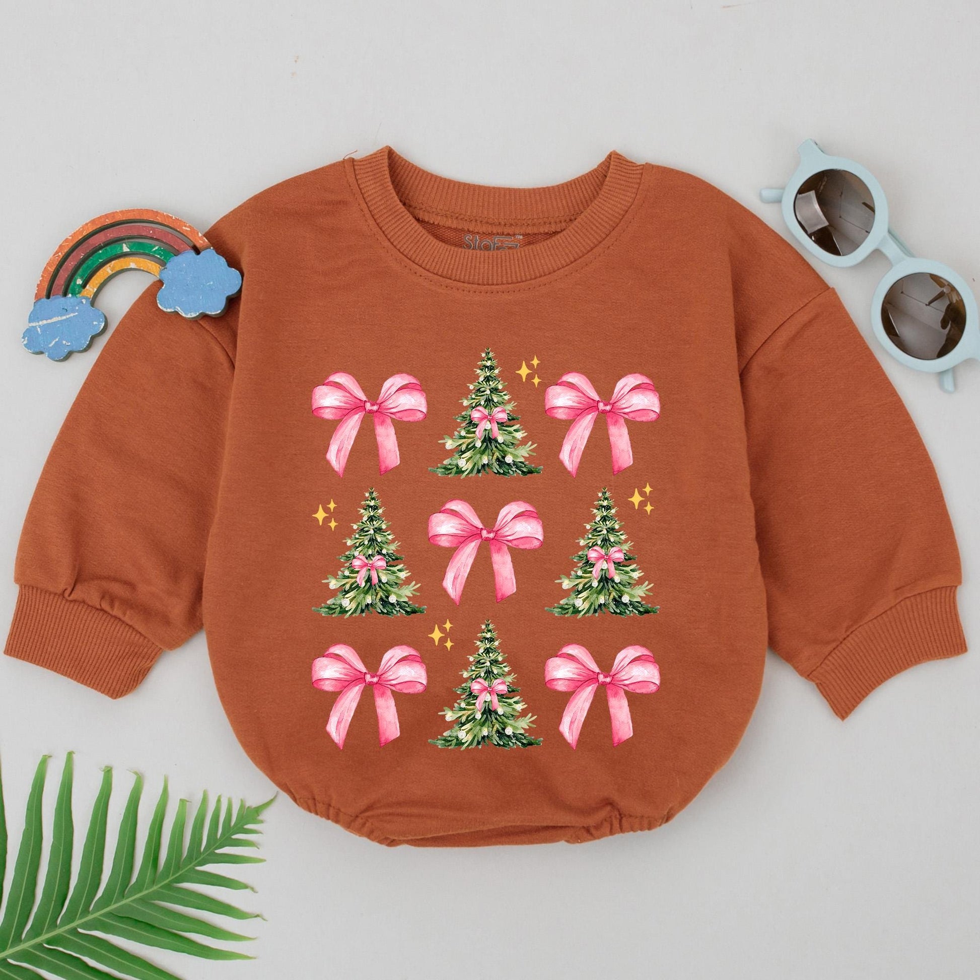 First Christmas Bow Romper | Newborn Xmas Outfit & Shower Gift