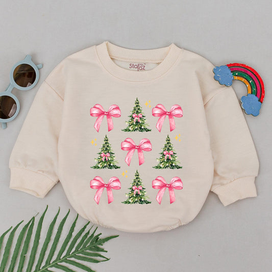 First Christmas Bow Romper | Newborn Xmas Outfit & Shower Gift